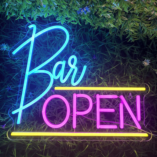 BAR OPEN – Linee orizzontali – insegna al neon LED (5 V USB)