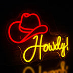 Howdy Cowboy Hat 5V USB LED Neon Sign - Budget Friendly