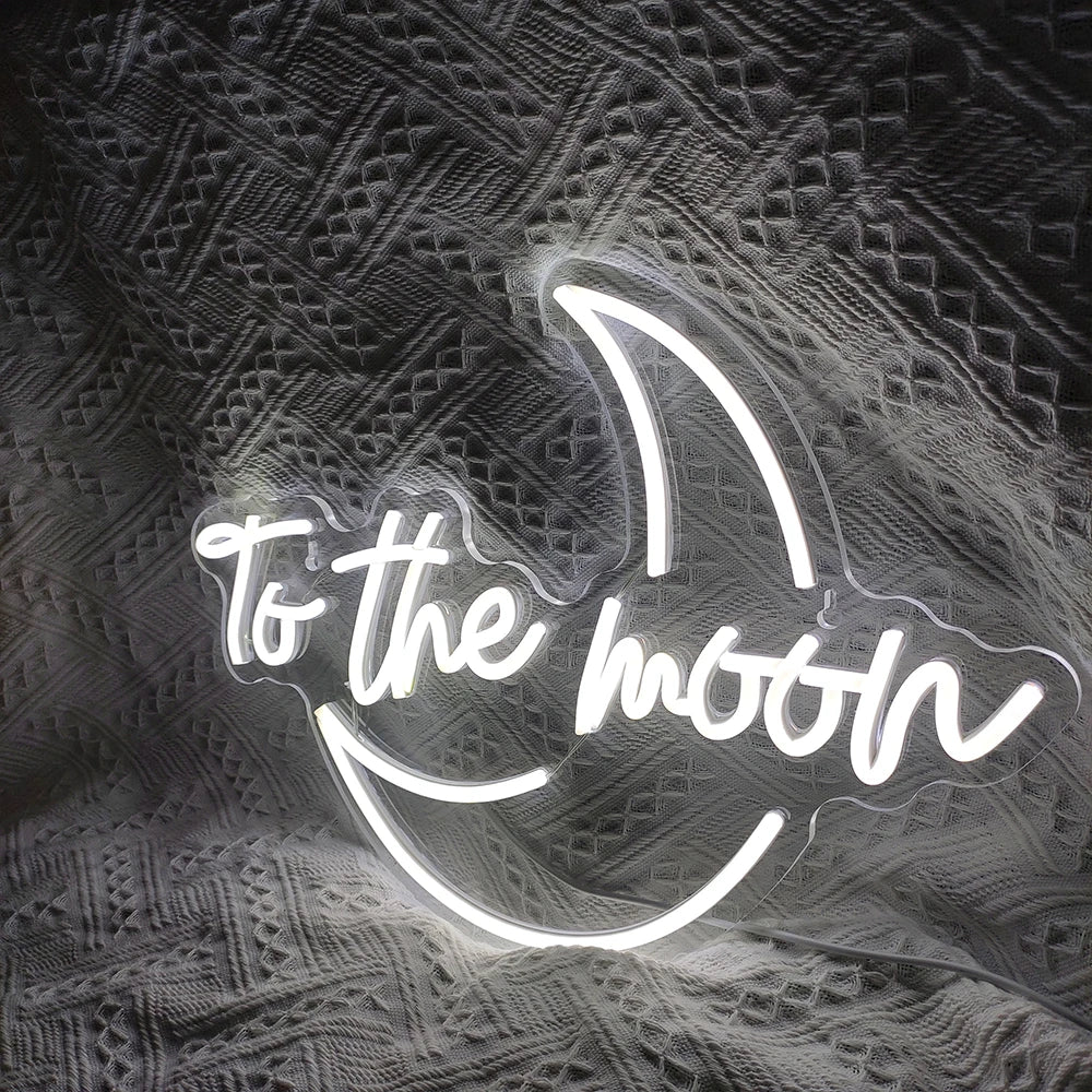 To the moon – Halvmåne – LED-neonskilt (5 V USB)