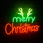merry Christmas – Rendiergewei – LED-neonbord (5 V USB)