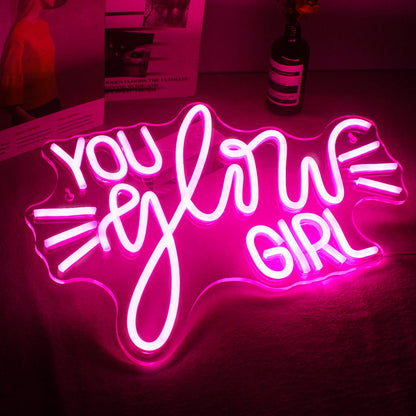 You Glow Girl 5V Mini USB  LED Neon Sign - Budget-Friendly