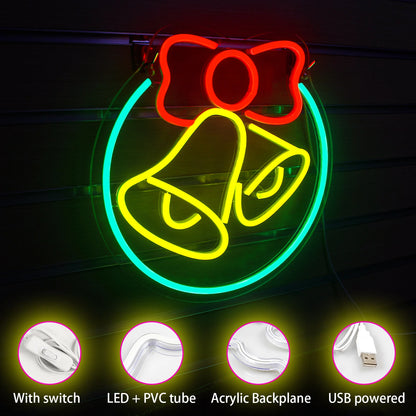 Bell Christmas 5V Mini USB LED Neon Sign - Budget Friendly