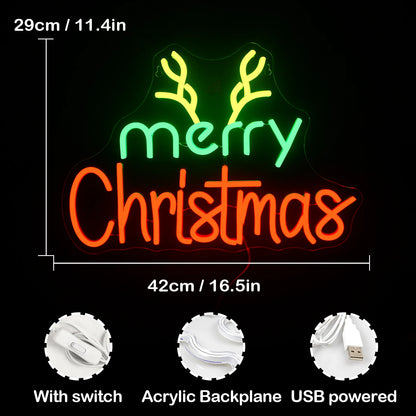 Merry Christmas 5V Mini USB LED Neon Sign - Budget Friendly