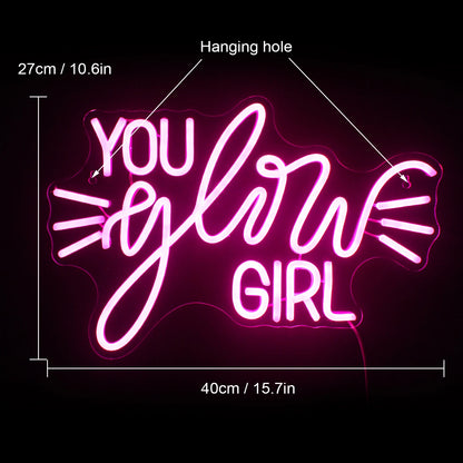 You Glow Girl 5V Mini USB  LED Neon Sign - Budget-Friendly