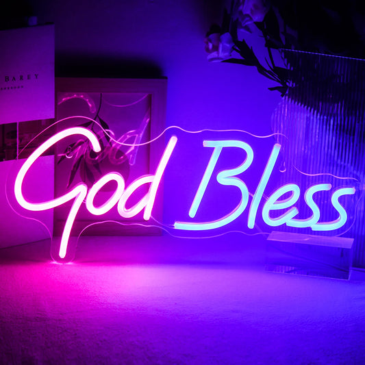 God Bless 5V Mini USB LED Neon Sign - Budget Friendly