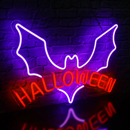 Halloween – Flagermus – LED-neonskilt (5 V USB)