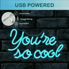 You're so cool – Леденосини букви – LED неонов надпис (5 V USB)
