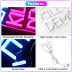 EAT PIE, KILL DEMONS – Fetta di torta – insegna al neon LED (5 V USB)