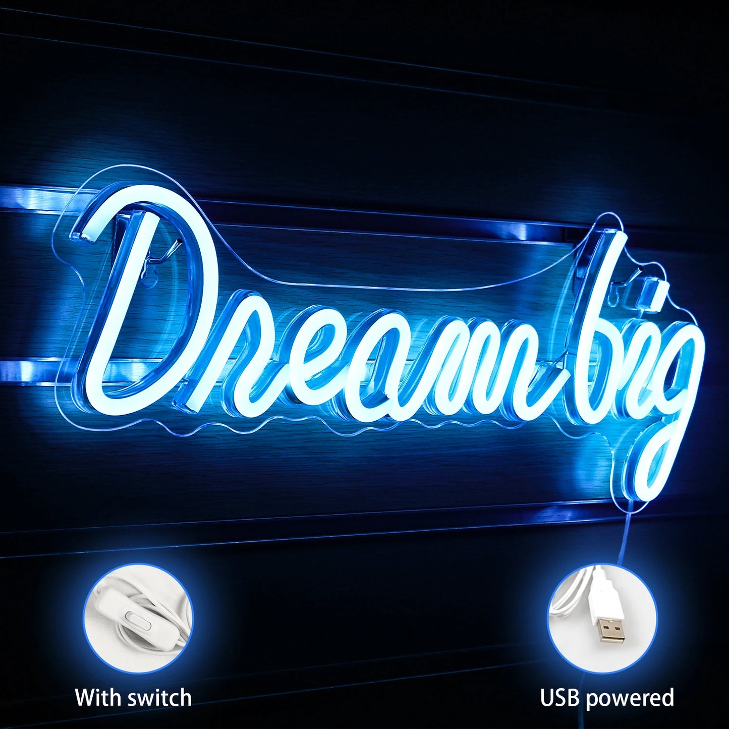 Dream Big 5V Mini USB LED Neon Sign - Budget Friendly