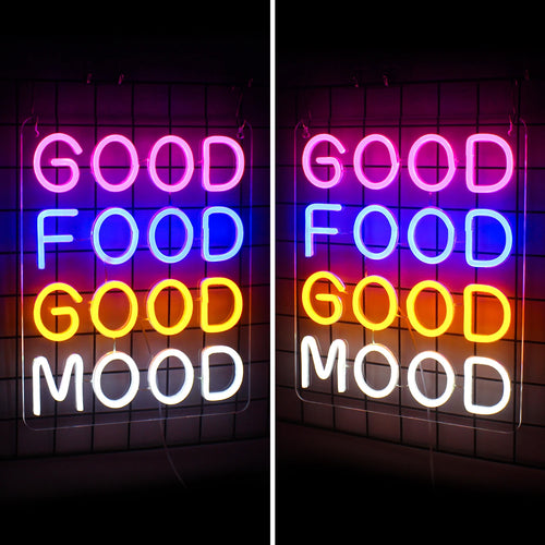 Good Food Good Mood – reclamă luminoasă neon LED (5 V USB)