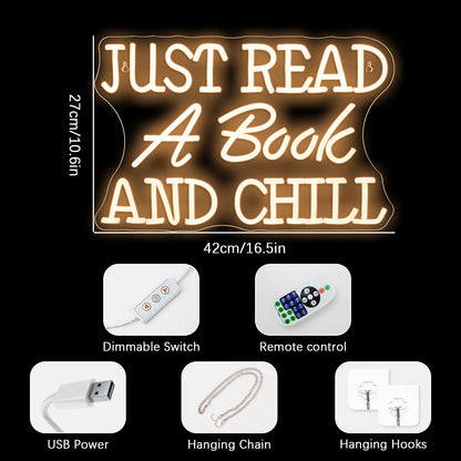 Just Read A Book And Chill 5V Mini USB LED Neon Sign - Budget Friendly