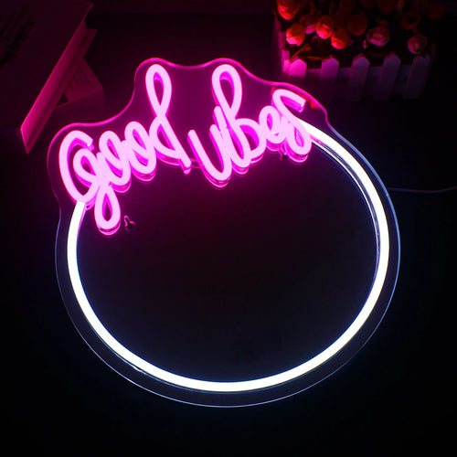 Ogledalo Good Vibes 5V USB LED neonski napis - cenovno ugoden 