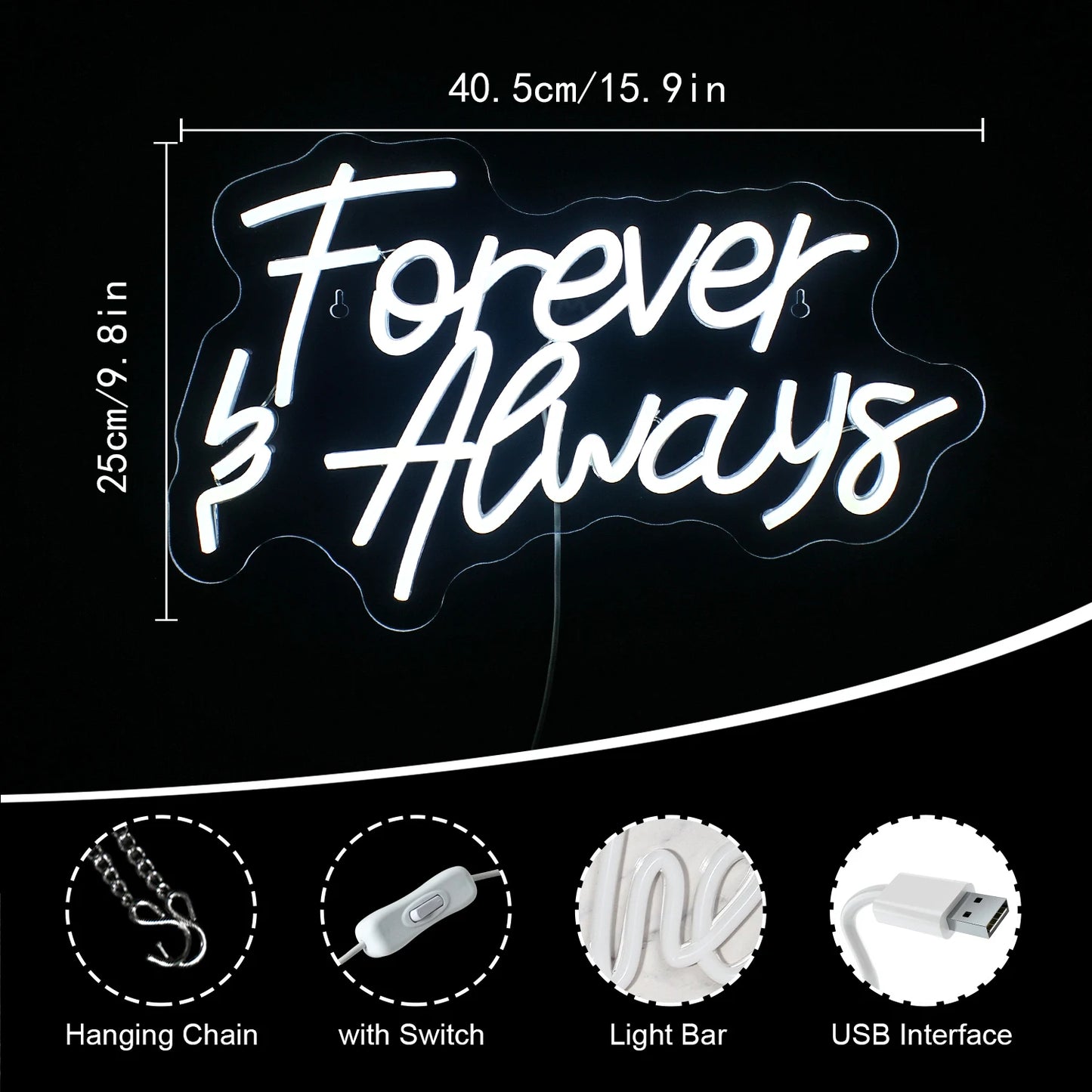 Forever Always 5V Mini USB LED Neon Sign - Budget Friendly