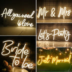 Texte de nuntă prestabilite – neon LED (5 V USB)