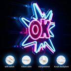 OK – Комиксов взрив – LED неонова табела (5 V USB)