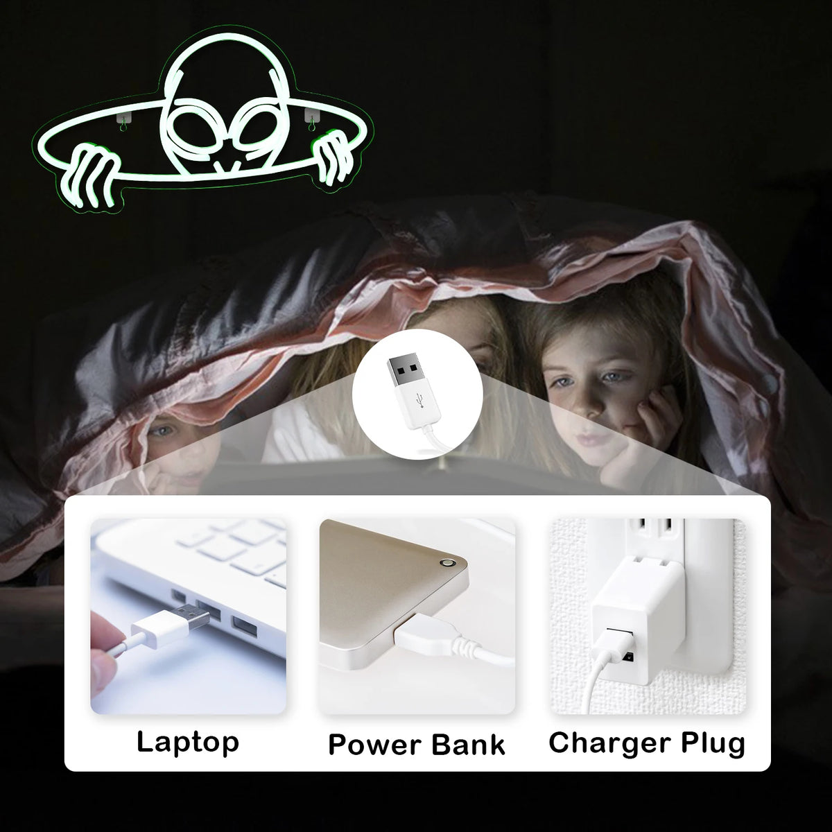 Insegna al neon a LED USB Alien 5V - Economica