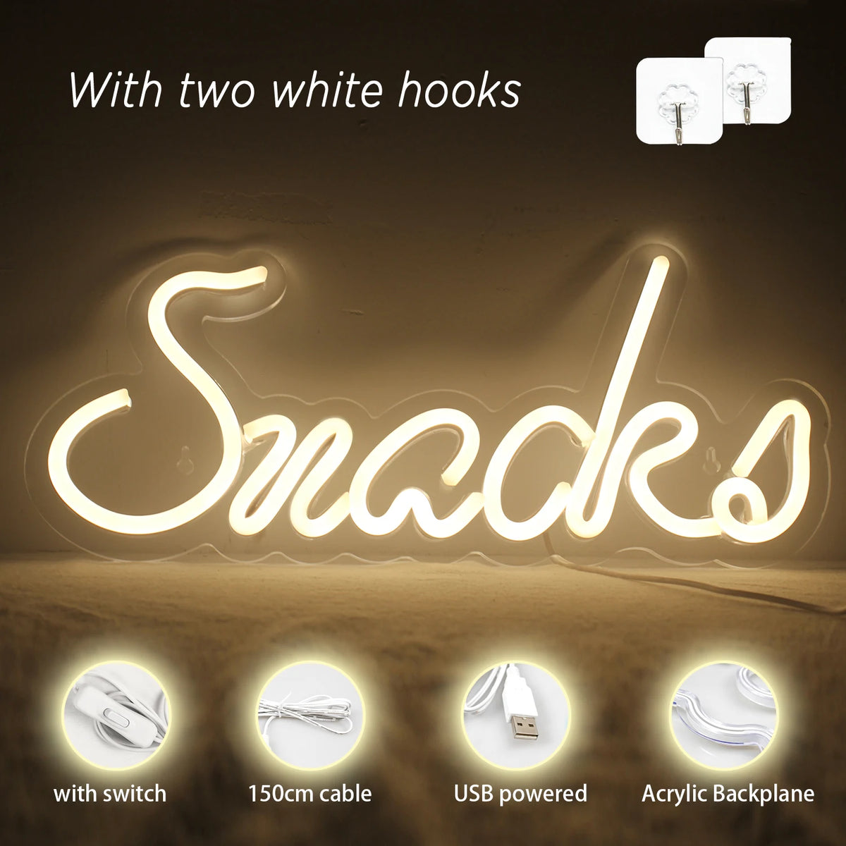 Snacks 5V USB LED Neon Sign - Budget Friendly