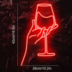 Pahar de vin roșu – reclamă luminoasă neon LED (5 V USB)