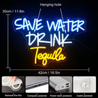 Save Water Drink Tequila – φωτεινή επιγραφή LED νέον (5 V USB)