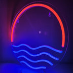 Zonsondergang en zee – LED-neonbord (5 V USB)