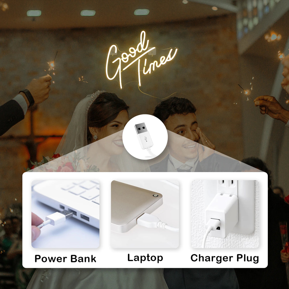 Neonový nápis Good Times 5V Mini USB LED – cenově dostupný