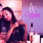 Wine – Vörösboros üveg és pohár – LED-neon fényreklám (5 V USB)