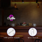 Неонова табела с USB 5V и LED светлина за кафе - бюджетна 
