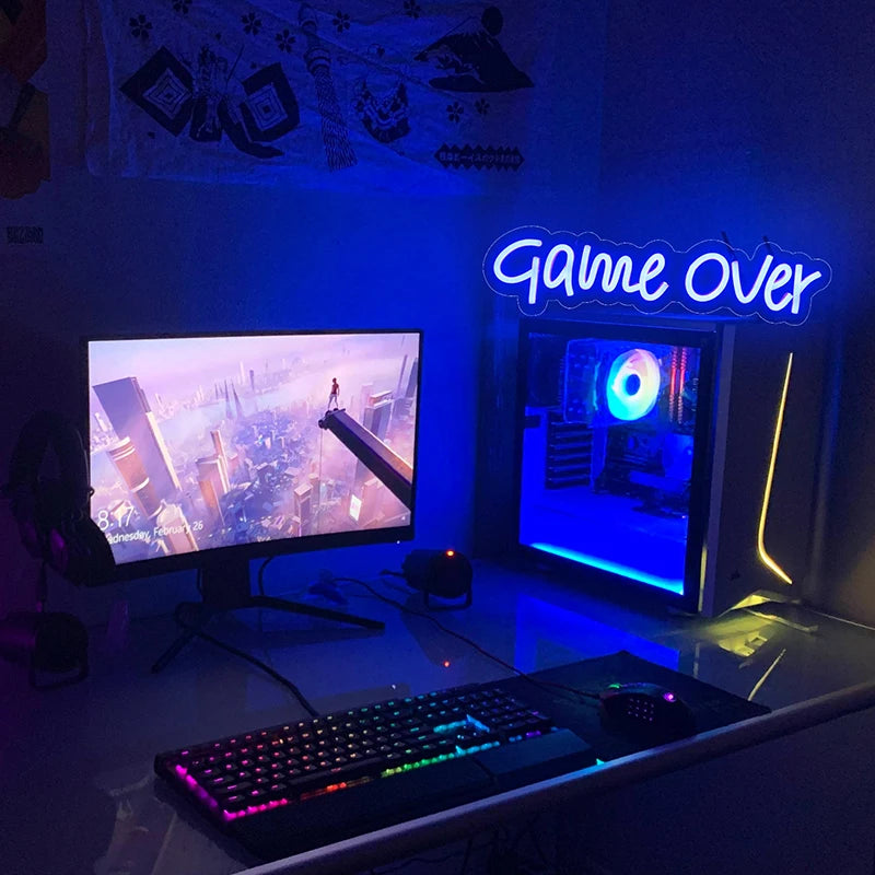 Game Over – světelný LED neonový nápis (5 V USB)