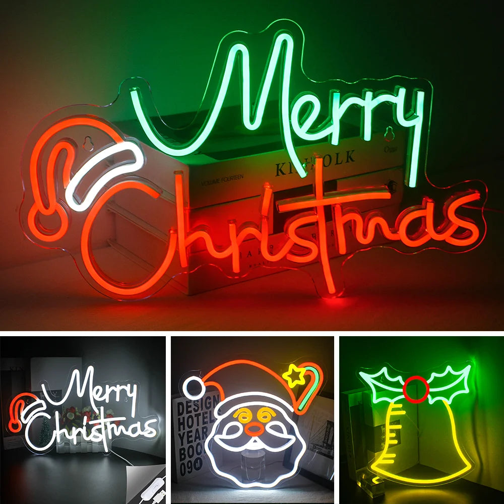 LED Merry Christmas 5V Mini USB  LED Neon Sign - Budget Friendly