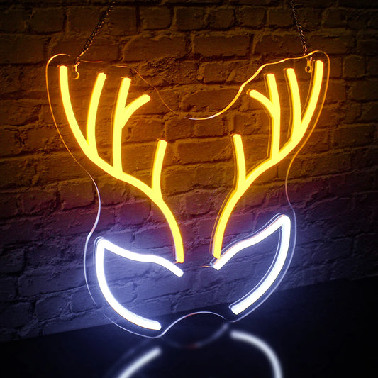 The image features a vibrant "Merry Christmas" LED neon sign.