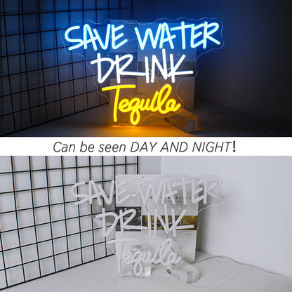 Save Water Drink Tequila 5V Mini USB LED Neon Sign - Budget Friendly