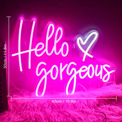 Hello Gorgeous 5V Mini USB LED Neon Sign - Budget Friendly