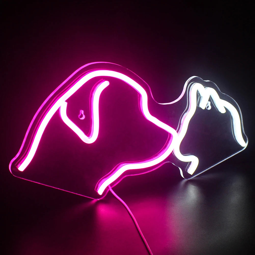 Koer ja kass – LED-neoonsilt (5 V USB)