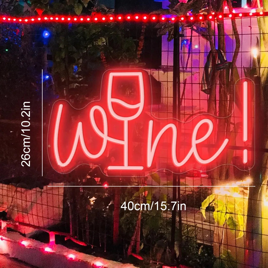 Wine – Verre à vin à la place du i – enseigne néon LED (5 V USB)