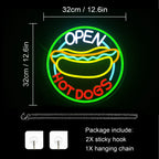 OPEN HOT DOGS – Hot dog – LED-neon fényreklám (5 V USB)