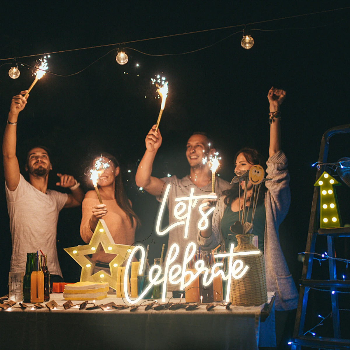 Let's Celebrate – LED-neonskilt (5 V USB)