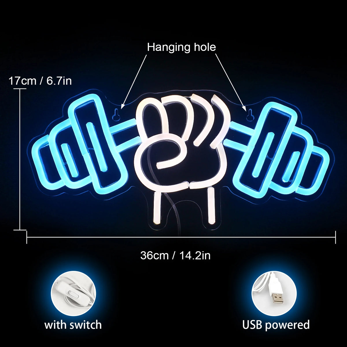 Barbell Weightlifting – néon LED (5 V USB)