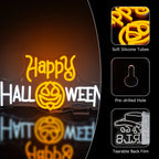 Happy Halloween – Тиква вместо буквата O; паяжина – LED неонова табела (5 V USB)