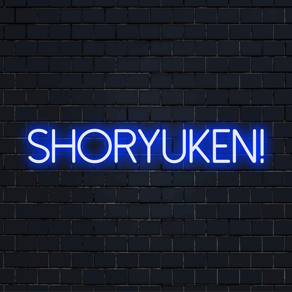 Vivace insegna al neon a LED Shoryuken!, perfetta per i gamer. Aggiunge un tocco di cultura pop personalizzato al tuo arredamento. Grafica al neon ispirata al gioco.