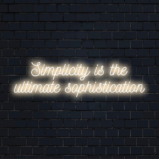 Vlastní LED neonový nápis s nápisem Simplicity Is The Ultimate Sophistication, ideální pro milovníky neonových světelných dekorací.