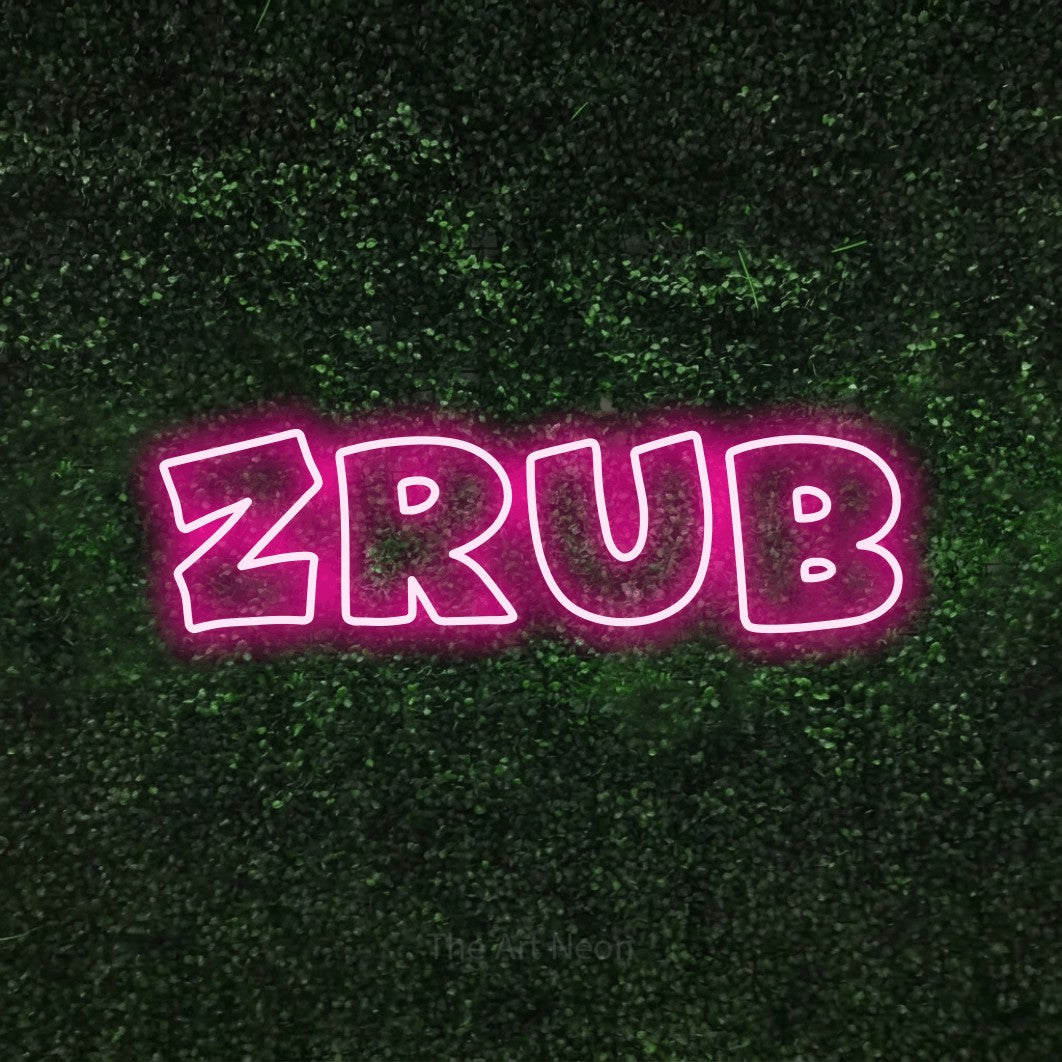LED neon sign reading “ZRUB”, arranged in a single line.
