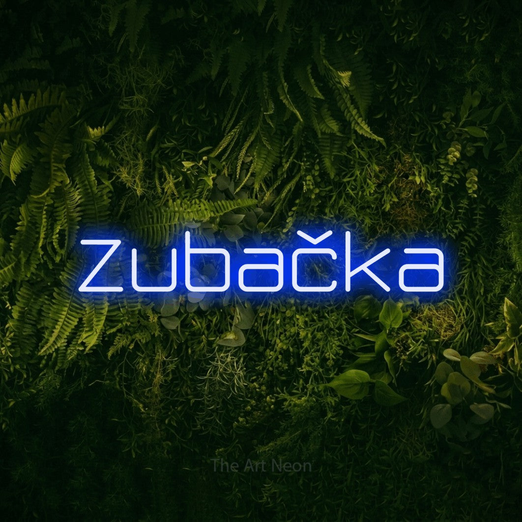 LED neon sign reading “Zubačka”, arranged in a single line.