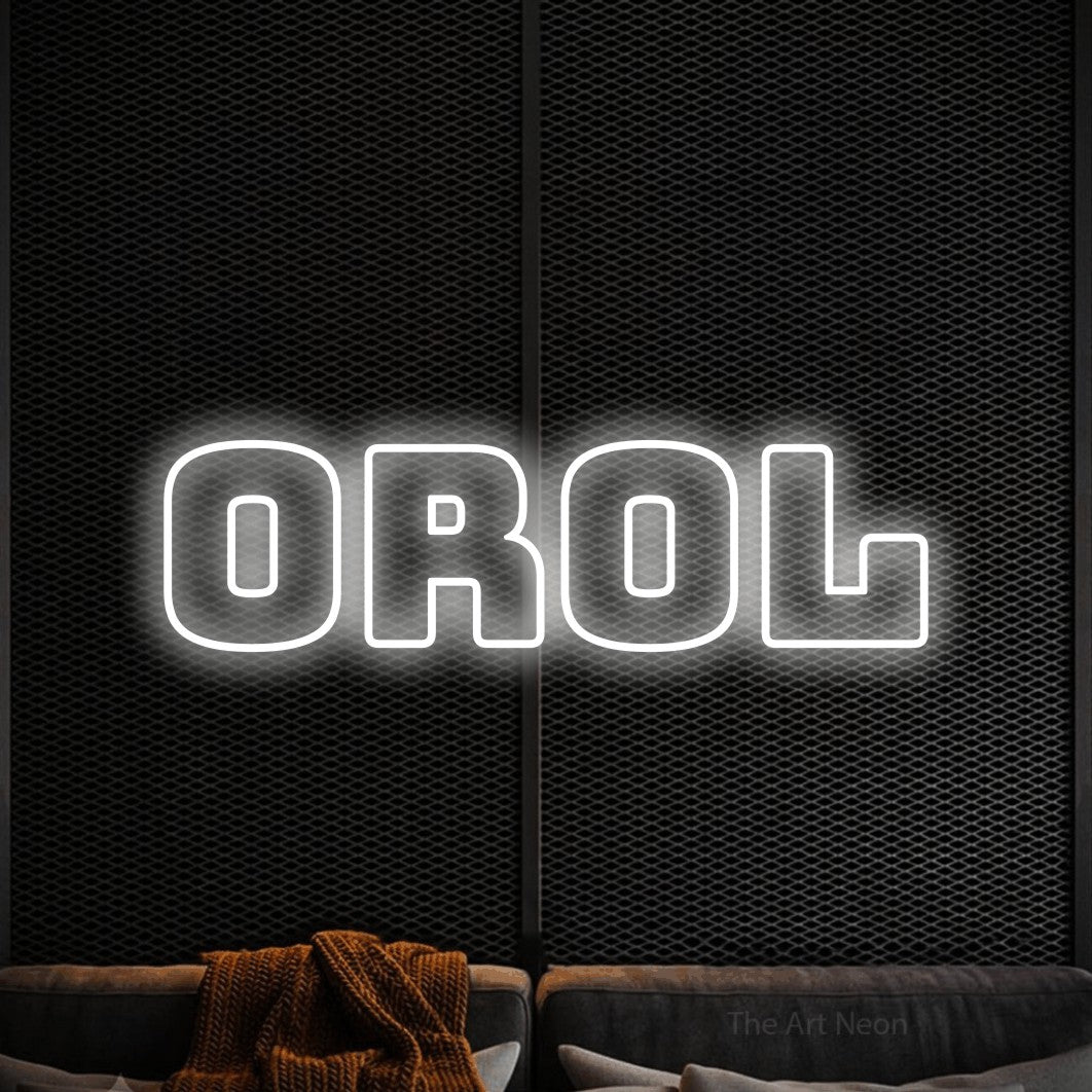 LED neon sign reading “orol”, arranged in a single line.