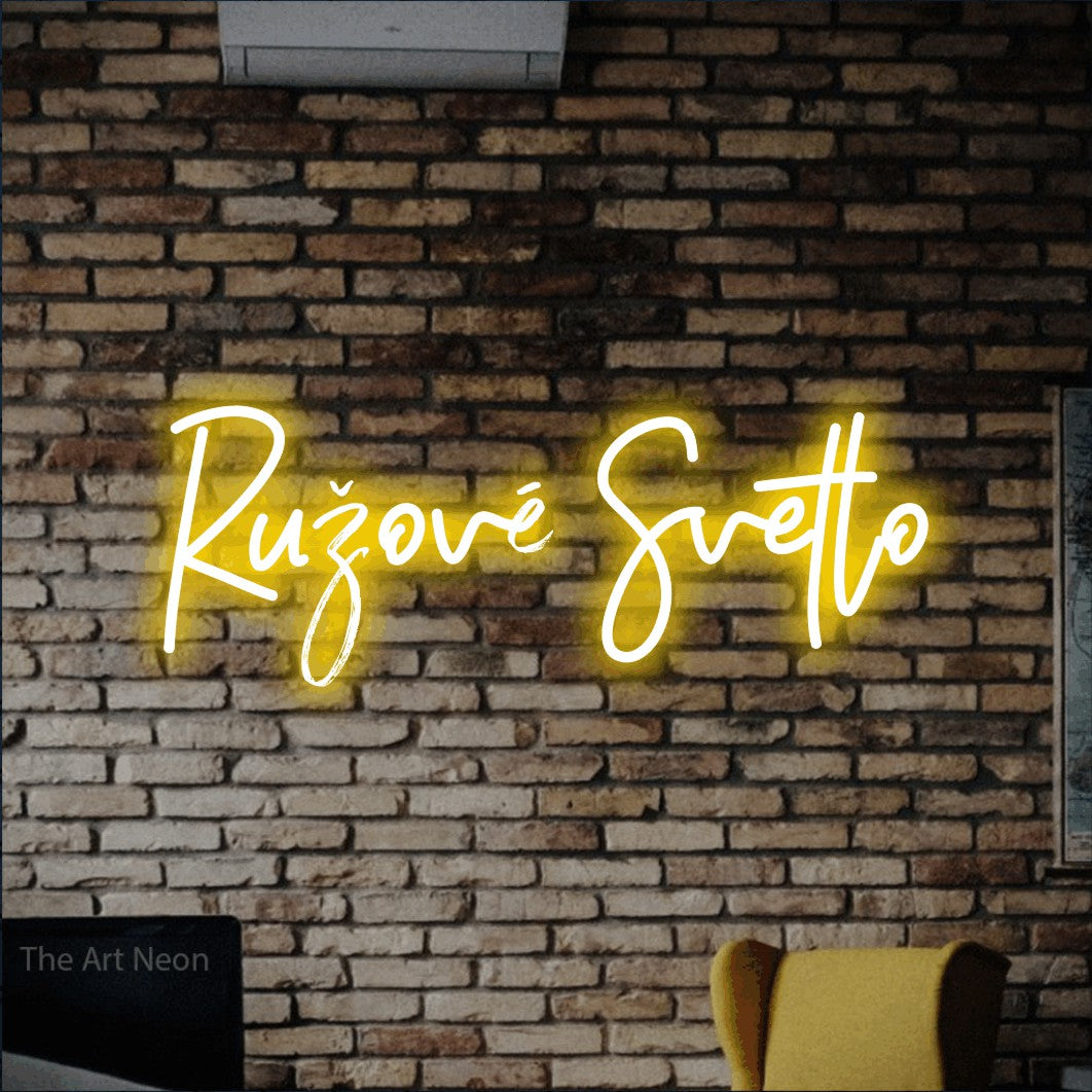 LED neon sign reading “Ružové Svetlo”, arranged in a single line.