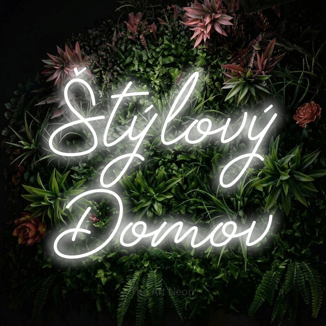 LED neon sign reading “Štýlový Domov”, arranged in two lines.