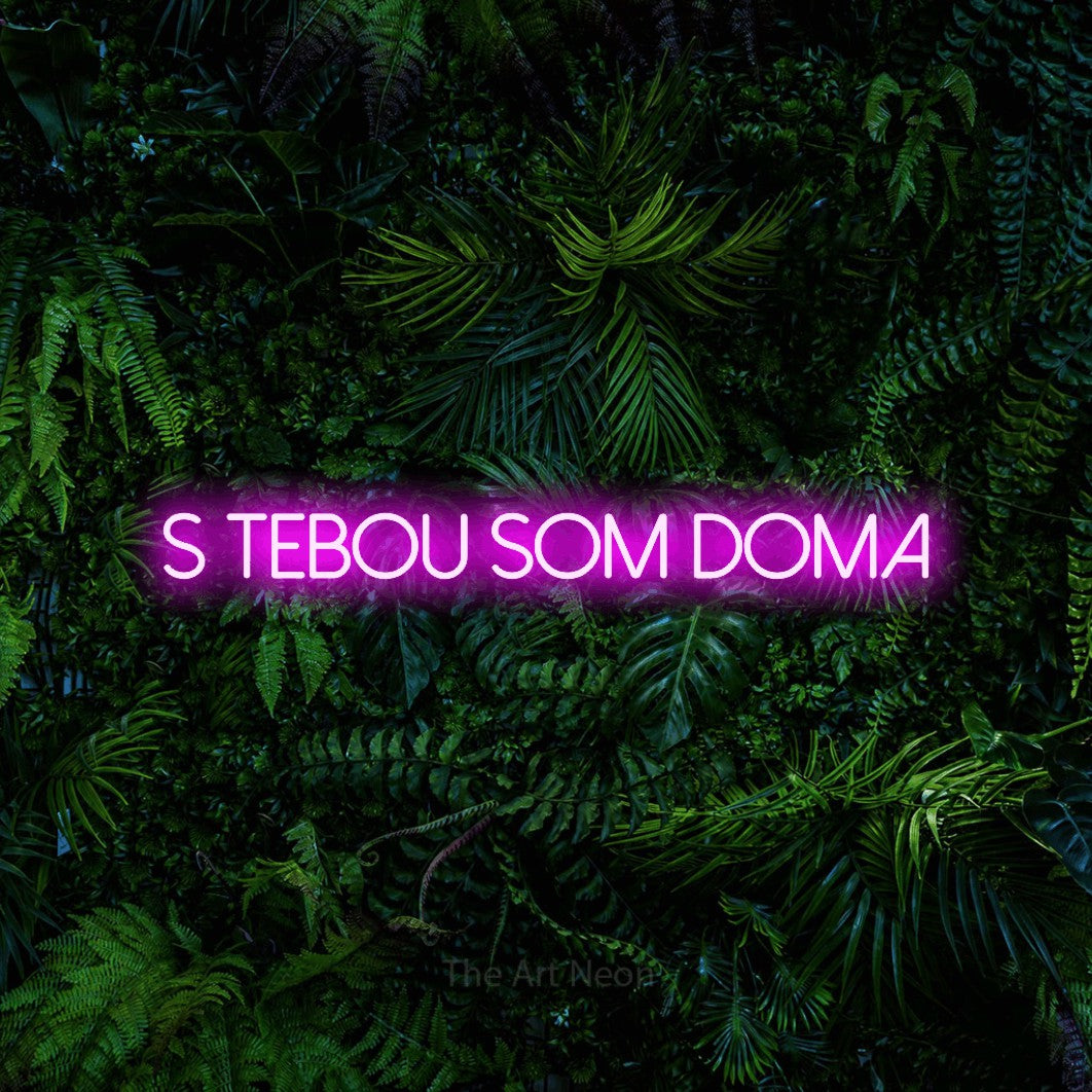 LED neon sign reading “S Tebou Som Doma”, arranged in a single line.