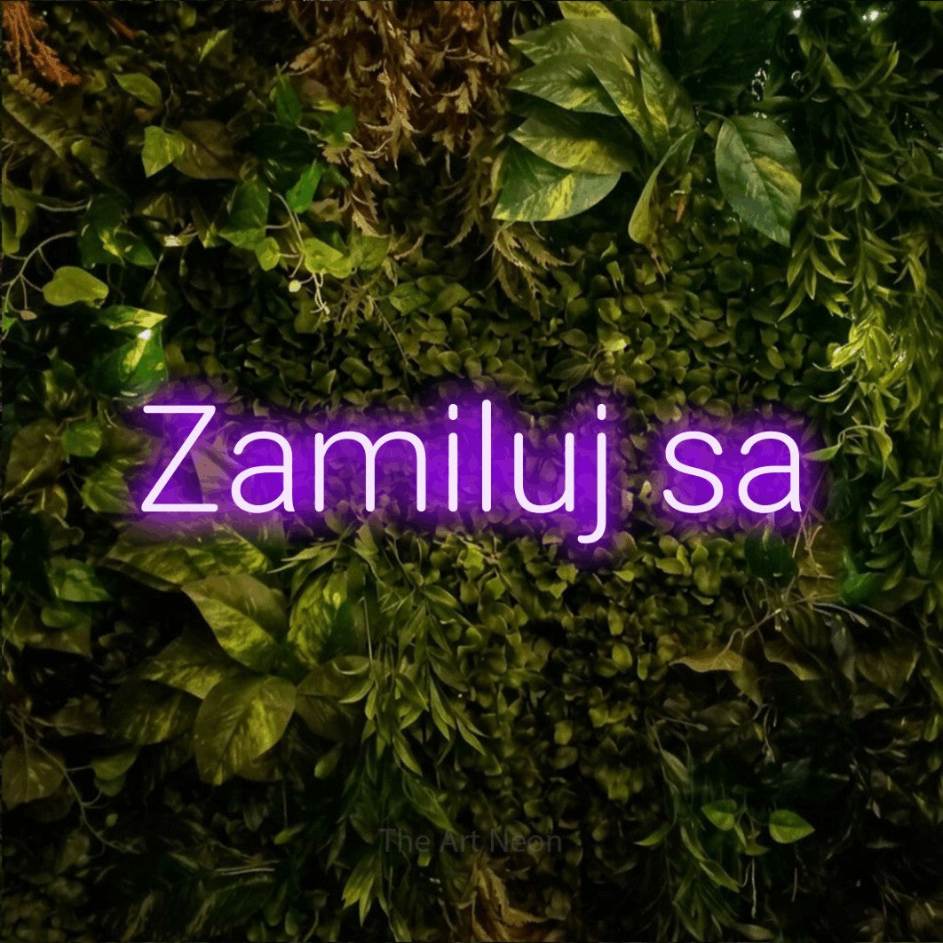 LED neon sign reading “Zamiluj sa”, arranged in a single line.