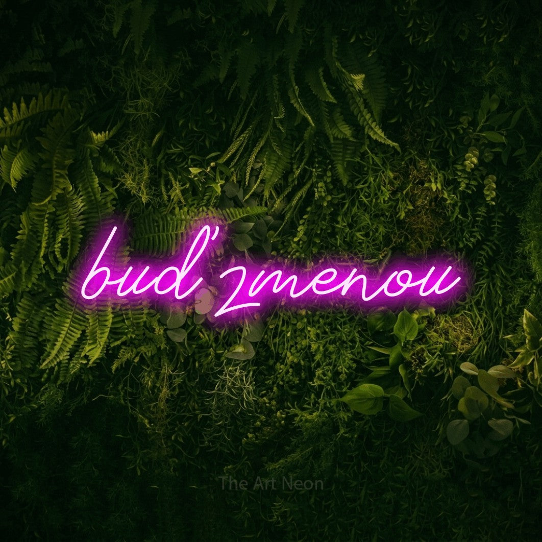 LED neon sign reading “buď zmenou”, arranged in a single line.
