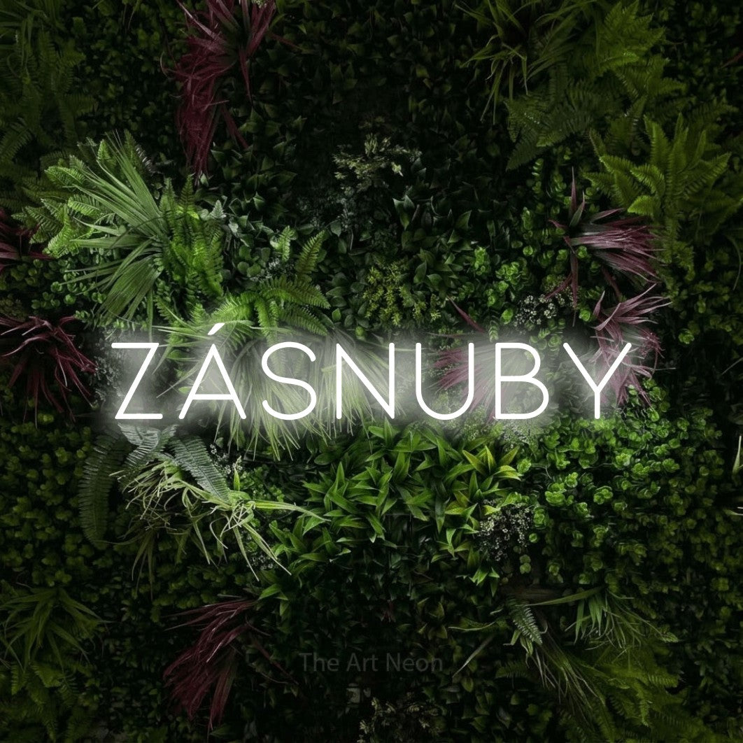 LED neon sign reading “Zásnuby”, arranged in a single line.
