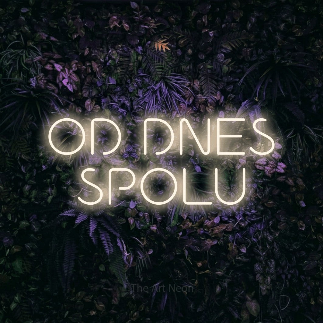LED neon sign reading “OD DNES SPOLU”, arranged in two lines.